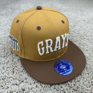 Homestead Grays Hat Ebbets Field Flannels NLB 7 1/8 Tan Brown 3D Logo Side Patch